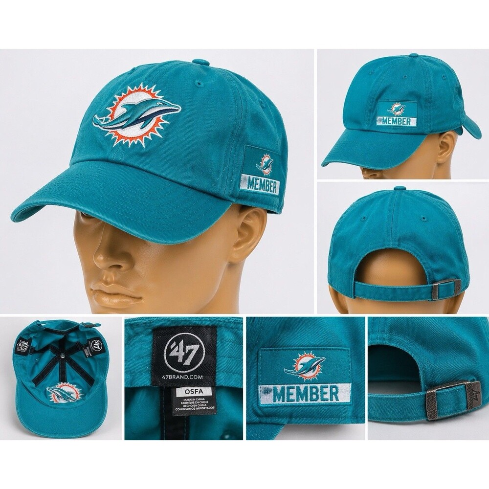 NFL Miami Dolphins Hat 47 Brand Strapback Teal Cap Member Adjustable OSFA
